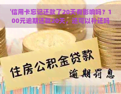 '信用卡忘记还款了20天有影响吗？100元逾期还款20天，还可以补还吗？'