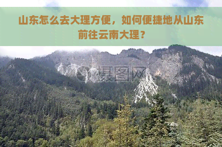 山东怎么去大理方便，如何便捷地从山东前往云南大理？