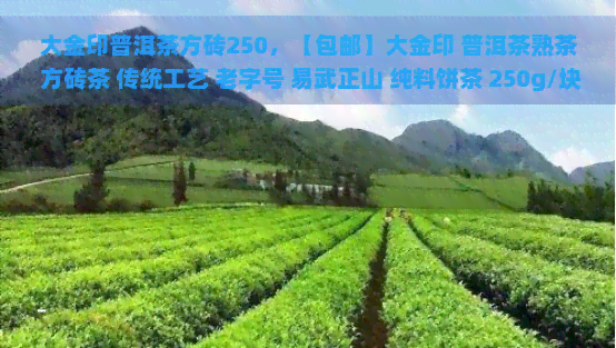 大金印普洱茶方砖250，【包邮】大金印 普洱茶熟茶 方砖茶 传统工艺 老字号 易武正山 纯料饼茶 250g/块