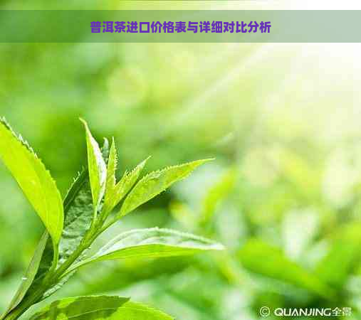 普洱茶进口价格表与详细对比分析