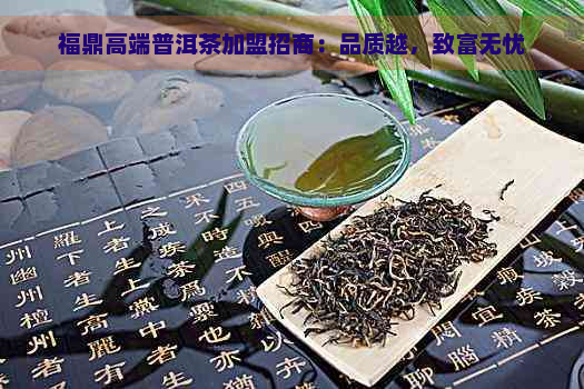 福鼎高端普洱茶加盟招商：品质越，致富无忧