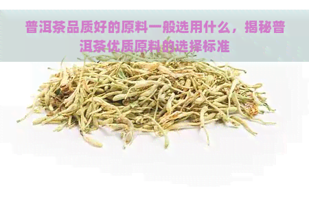 普洱茶品质好的原料一般选用什么，揭秘普洱茶优质原料的选择标准