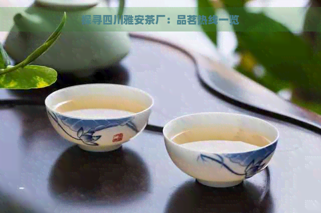 探寻四川雅安茶厂：品茗热线一览