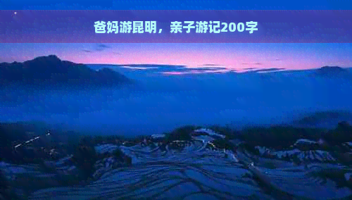 爸妈游昆明，亲子游记200字