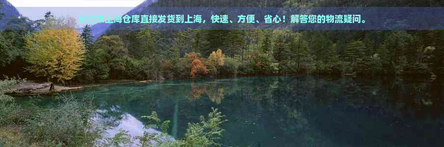 从京东上海仓库直接发货到上海，快速、方便、省心！解答您的物流疑问。