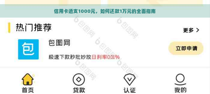 信用卡透支1000元，如何还款1万元的全面指南