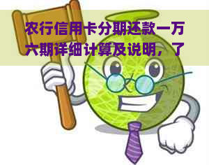 农行信用卡分期还款一万六期详细计算及说明，了解每月还款金额和手续费