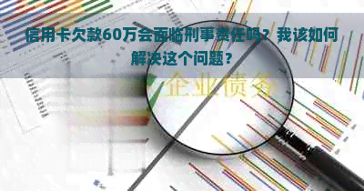 信用卡欠款60万会面临刑事责任吗？我该如何解决这个问题？