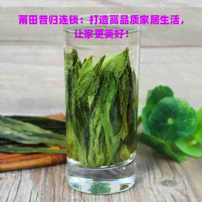 莆田昔归连锁：打造高品质家居生活，让家更美好！