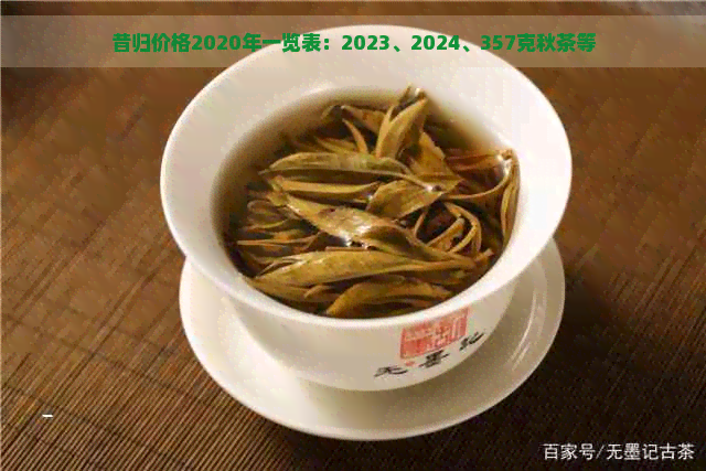 昔归价格2020年一览表：2023、2024、357克秋茶等