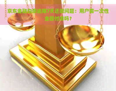 京东金融白条逾期7天还款问题：用户需一次性全额付清吗？