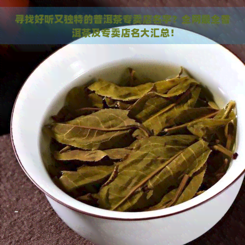 寻找好听又独特的普洱茶专卖店名字？全网最全普洱茶及专卖店名大汇总！