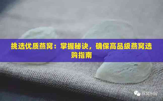 挑选优质燕窝：掌握秘诀，确保高品级燕窝选购指南