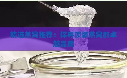 精选燕窝推荐：探寻顶级燕窝的卓越品质