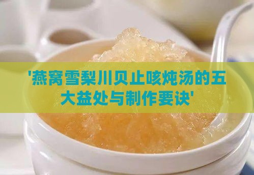 '燕窝雪梨川贝止咳炖汤的五大益处与制作要诀'