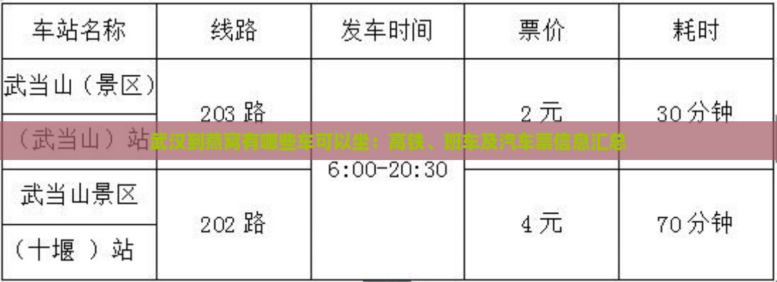 武汉到燕窝有哪些车可以坐：高铁、班车及汽车票信息汇总