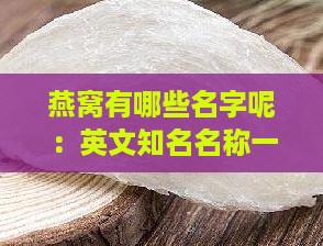 燕窝有哪些名字呢：英文知名名称一览