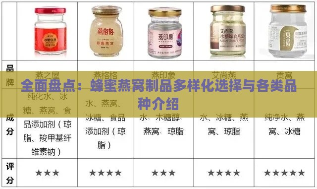 全面盘点：蜂蜜燕窝制品多样化选择与各类品种介绍