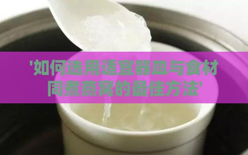 '如何选用适宜器皿与食材同煮燕窝的更佳方法'