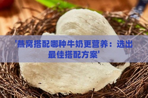 '燕窝搭配哪种牛奶更营养：选出更佳搭配方案'