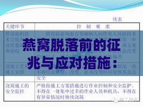 燕窝脱落前的征兆与应对措施：全面解析燕窝掉落原因及预防策略