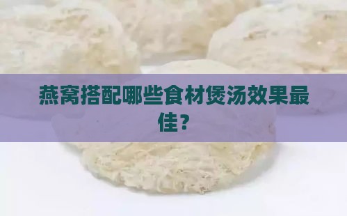 燕窝搭配哪些食材煲汤效果更佳？